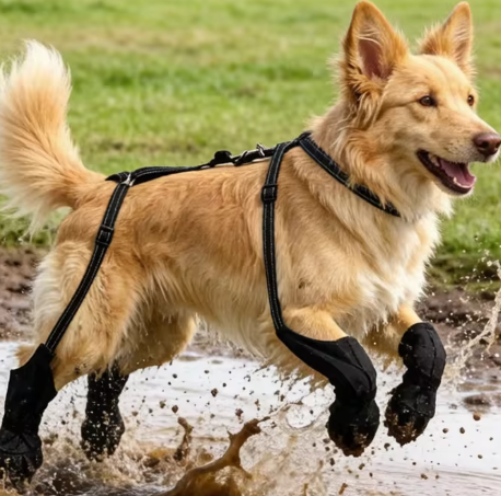 Botas impermeables para perro con arnés y suela antideslizante
